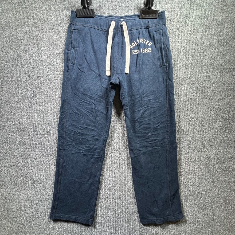 VTG Hollister Sweatpant Men's S Blue Cotton Fleece-Lined Straight Comfy Casual